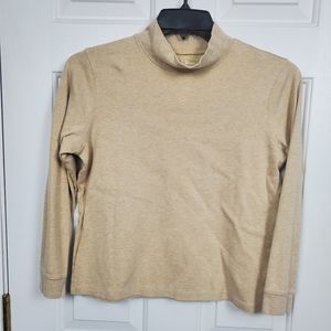 L.L. Bean High Collar Tan Shirt Size Petite Medium